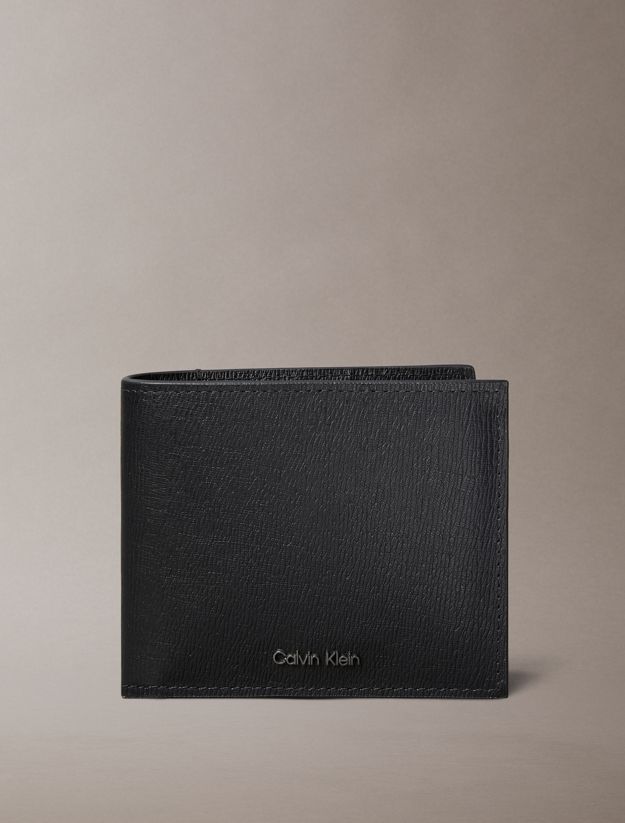 Saffiano Leather Bifold Wallet with Coin Pouch