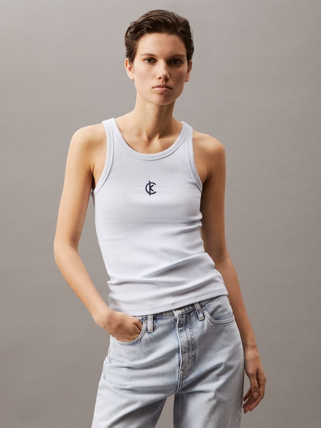 Ribbed Cotton Logo Tank Top