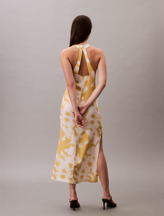 Printed Satin Halter Dress