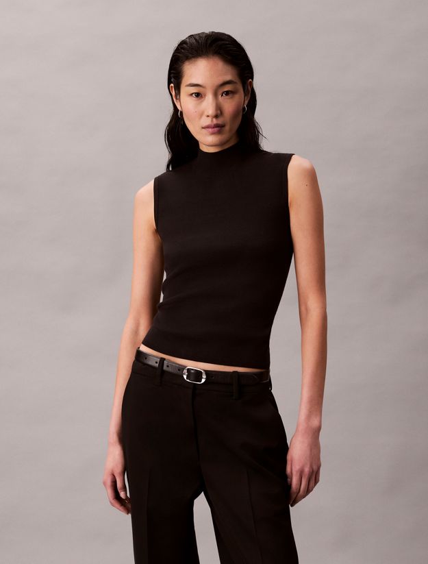 Viscose Blend Mock Neck Gilet