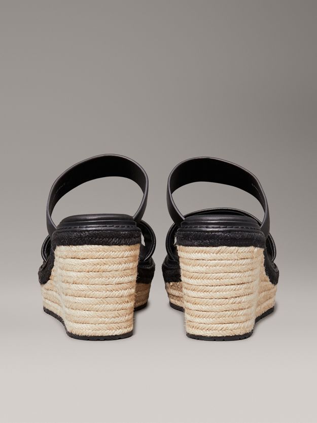 Leather Espadrille Wedge Sandals