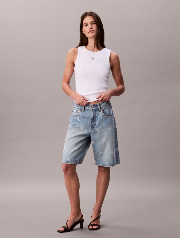 Ribbed Cotton Badge Tank Top