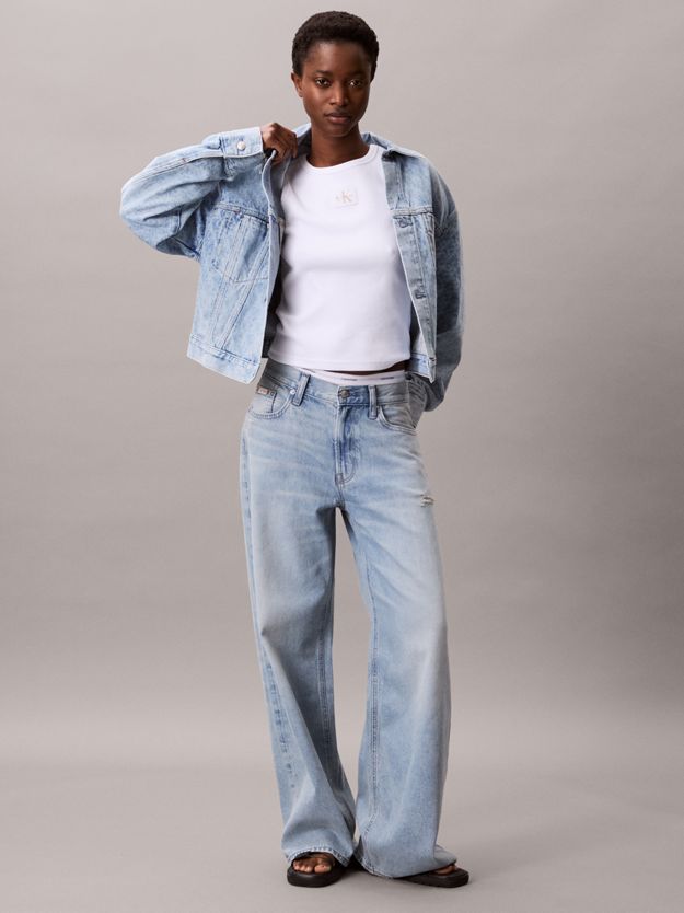 Monogram Logo Cropped Denim Jacket