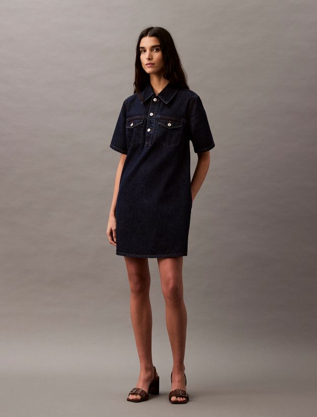 Denim A-line Mini Dress