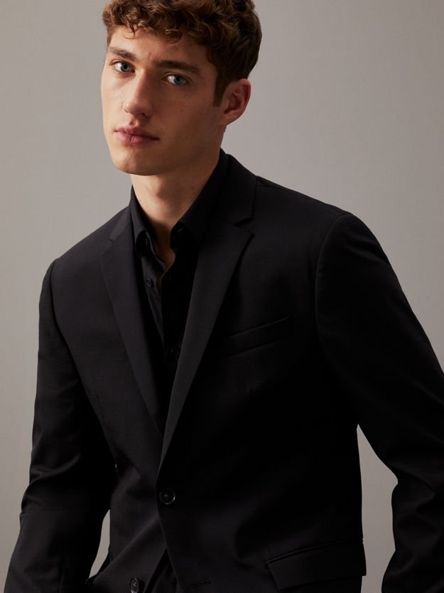 Slim single-breasted wol stretch colbert