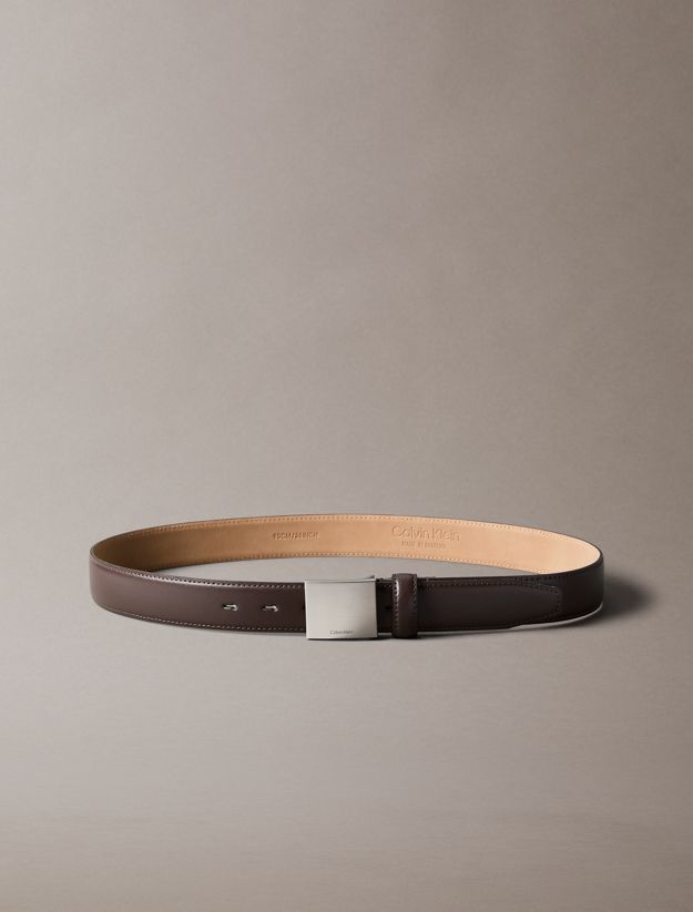 Full Grain Leather Plaque Buckle Belt