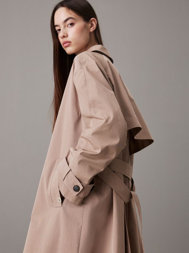 Cotton Nylon Long Trench Coat