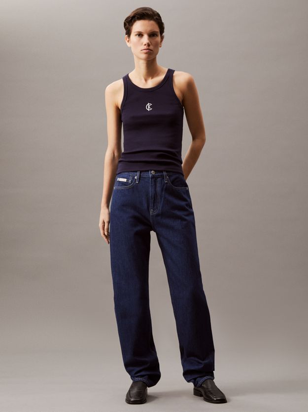 Ribbed Cotton Logo Tank Top