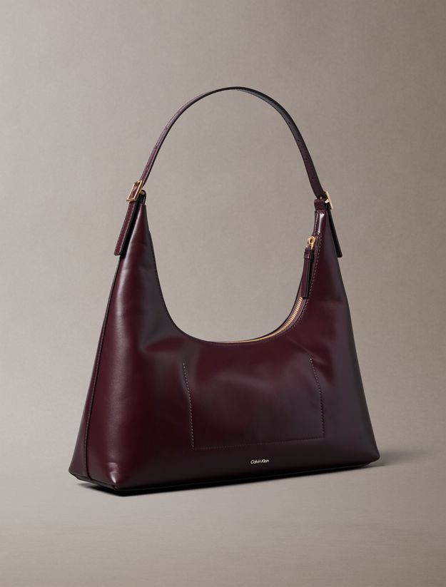 Monogram Logo Emblem Leather Shoulder Bag