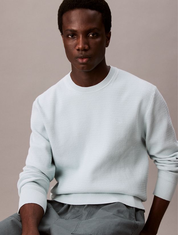 Cotton Textured Crewneck Jumper