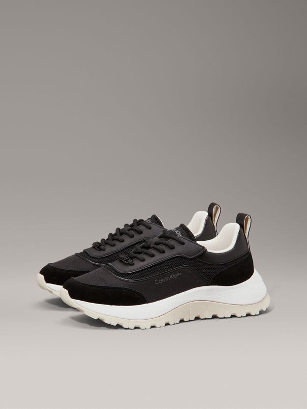 Leather and Mesh Mixed Material Trainers