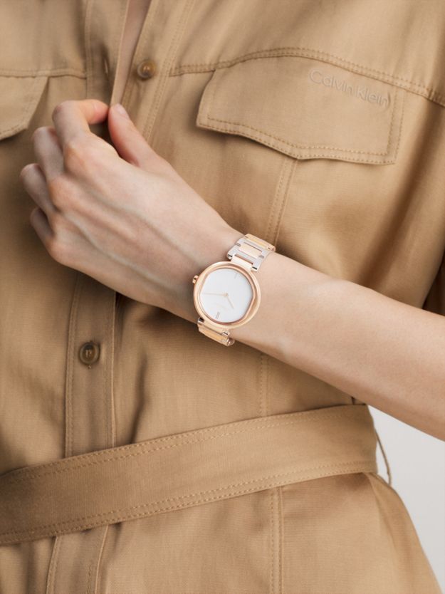 Two Tone Sculptural Bracelet Watch