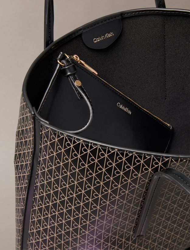 Allover Monogram Logo Small Tote Bag with Pouch