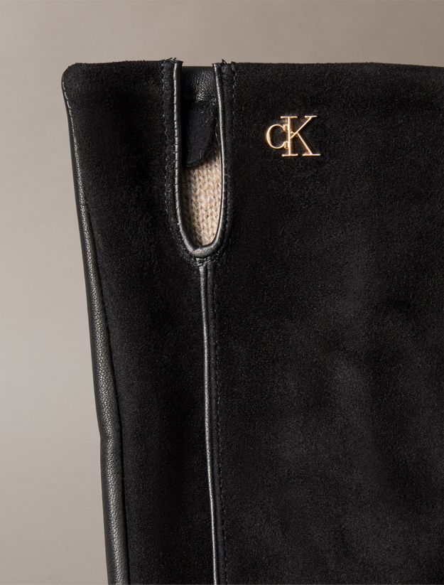 Suede and Leather Touchscreen Gloves