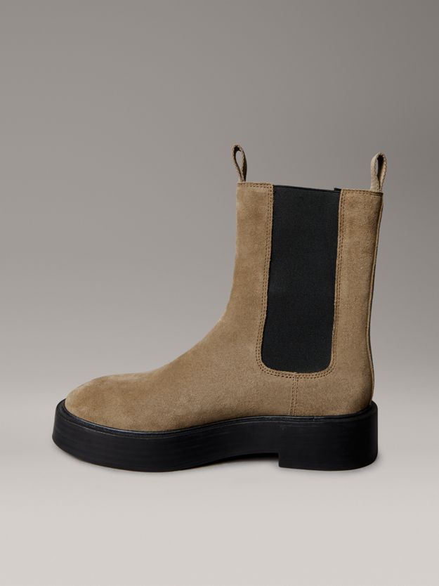 Suede Stacked Heel Chelsea Boots