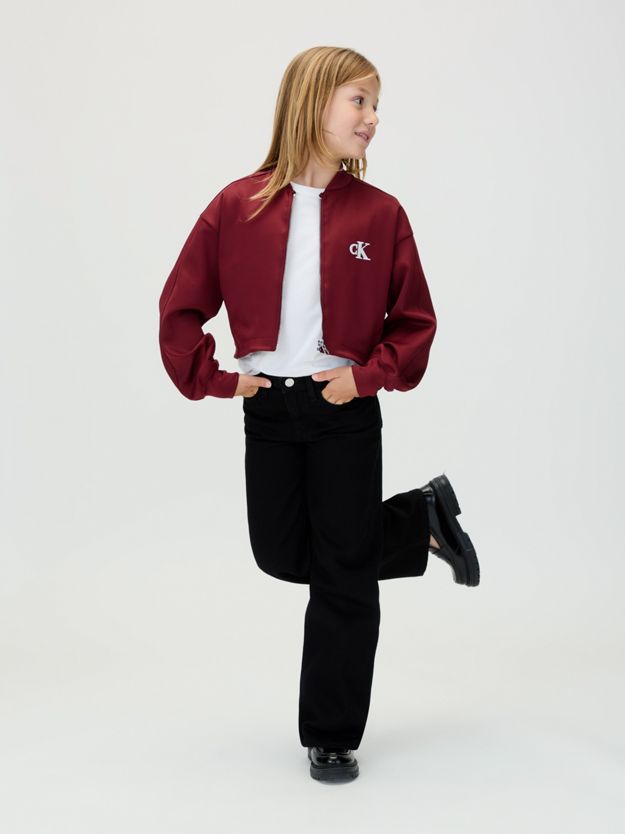 Cropped Tricot Bomber Jacket