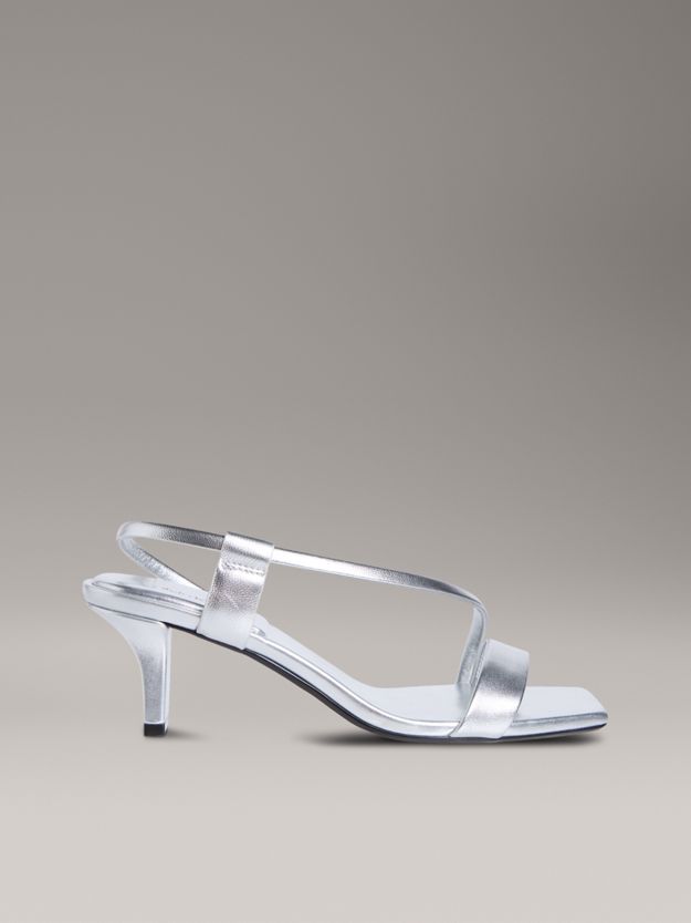 Metallic Leather Heeled Sandals
