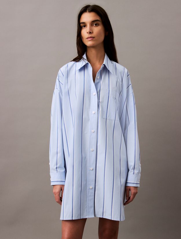 Relaxed Striped Cotton Shirt Dress