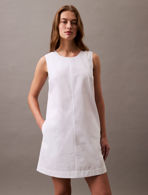 Sleeveless Cotton Poplin Mini Dress