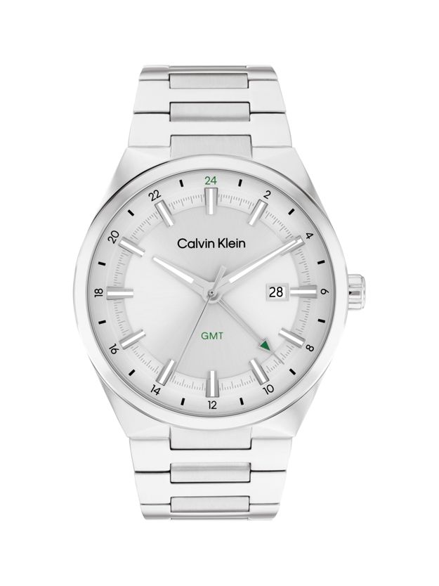 Stainless Steel Grey Dial GMT Watch