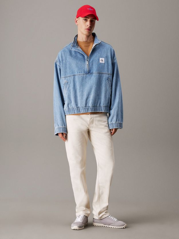 Relaxed Denim Half Zip Jacket