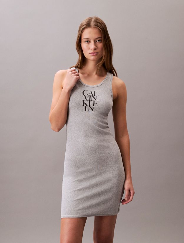 Logo Graphic Ribbed Tank Dress