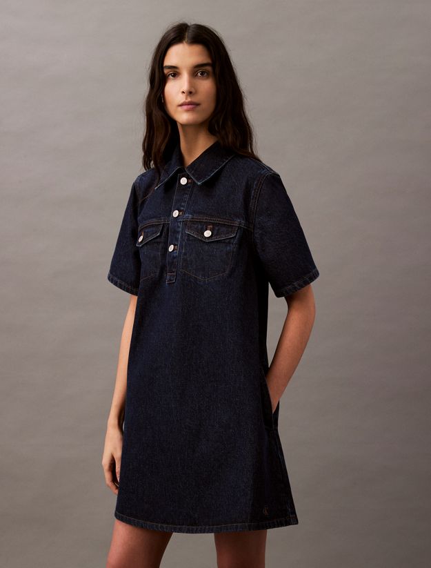 Denim A-line Mini Dress