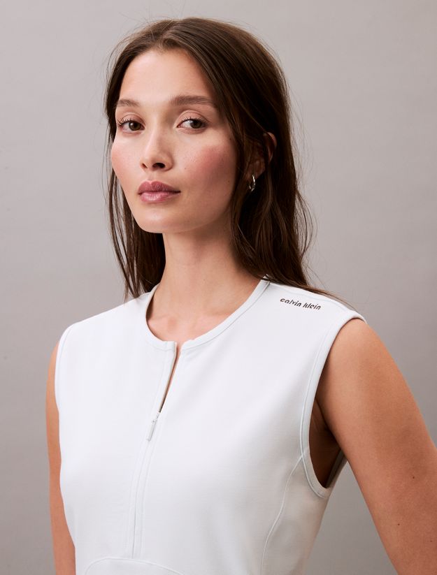 Viscose Blend Quarter Zip A-Line Dress