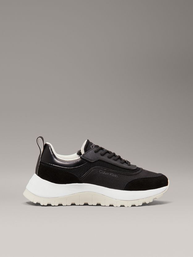 Leather and Mesh Mixed Material Trainers