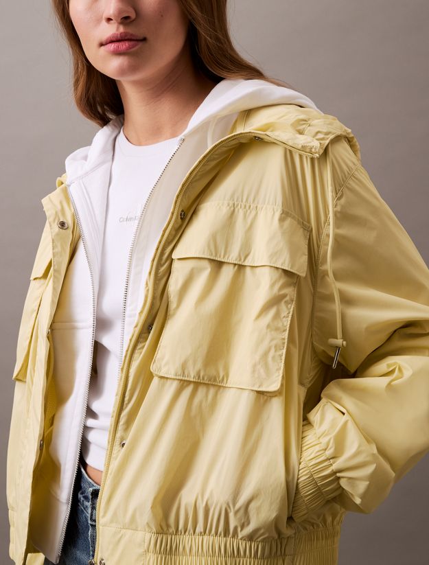 Soft Nylon Cropped Hooded Jacket