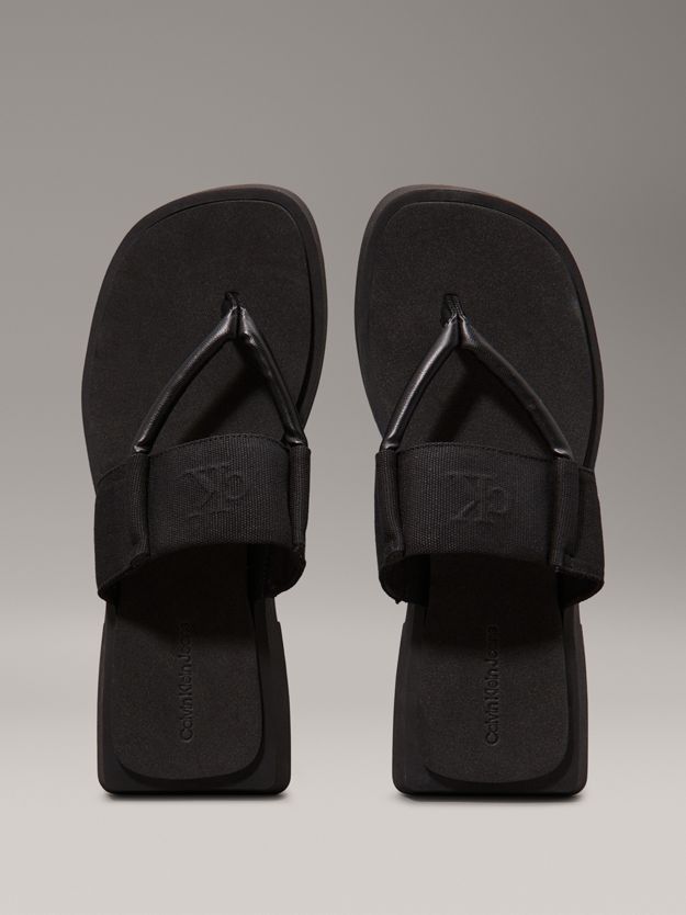 Canvas Square Platform Sandals