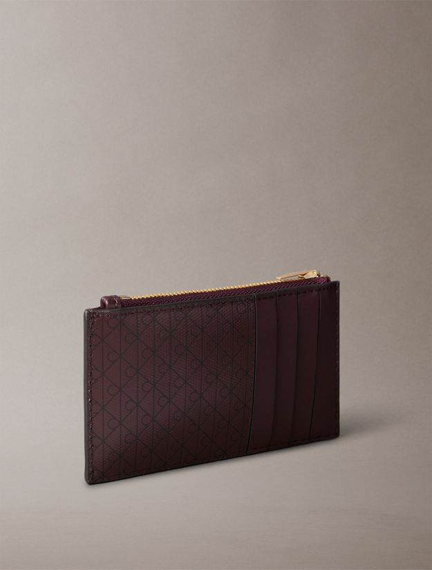 Monogram Logo Top Zip Card Holder