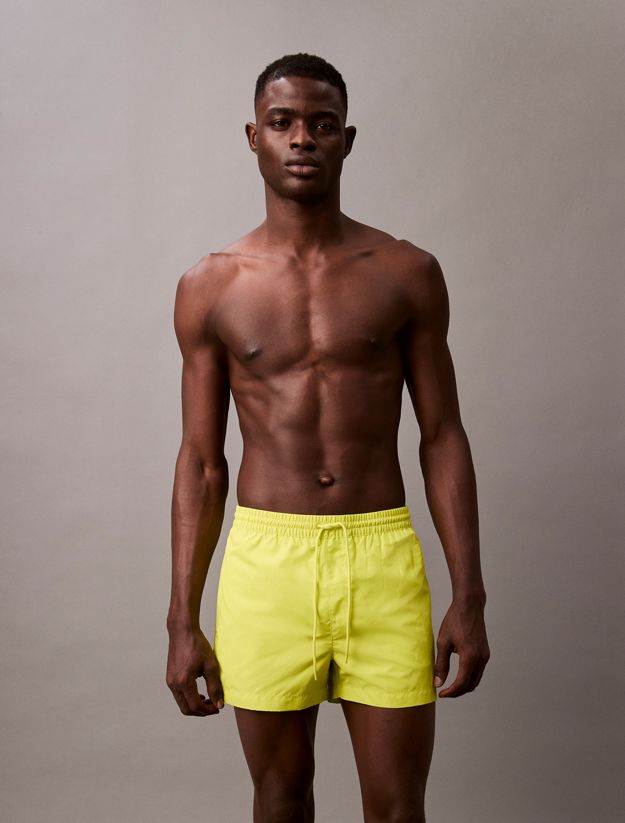 Short Drawstring Swim Shorts - Logo Tape