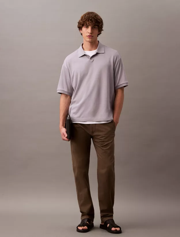 Relaxed Ribbed Cotton Polo Shirt