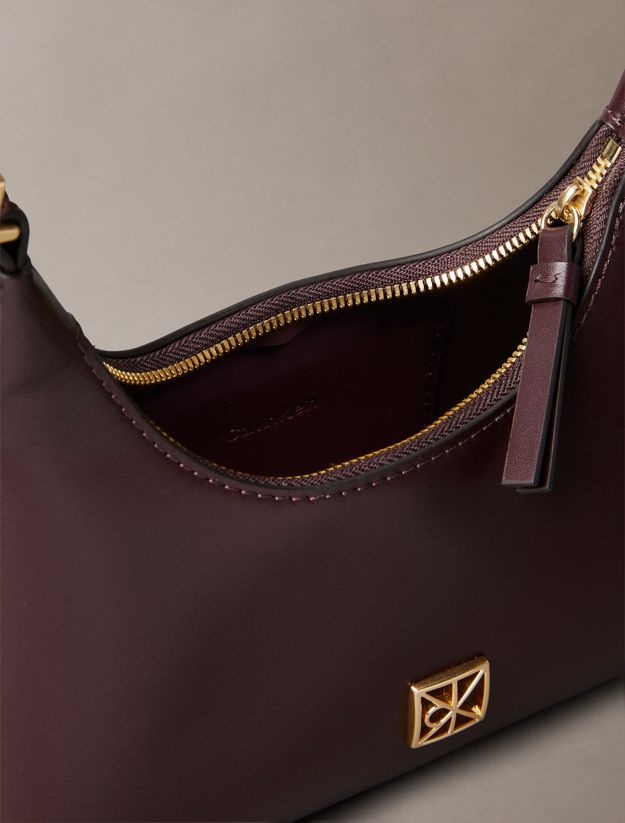 Monogram Logo Emblem Leather Small Shoulder Bag