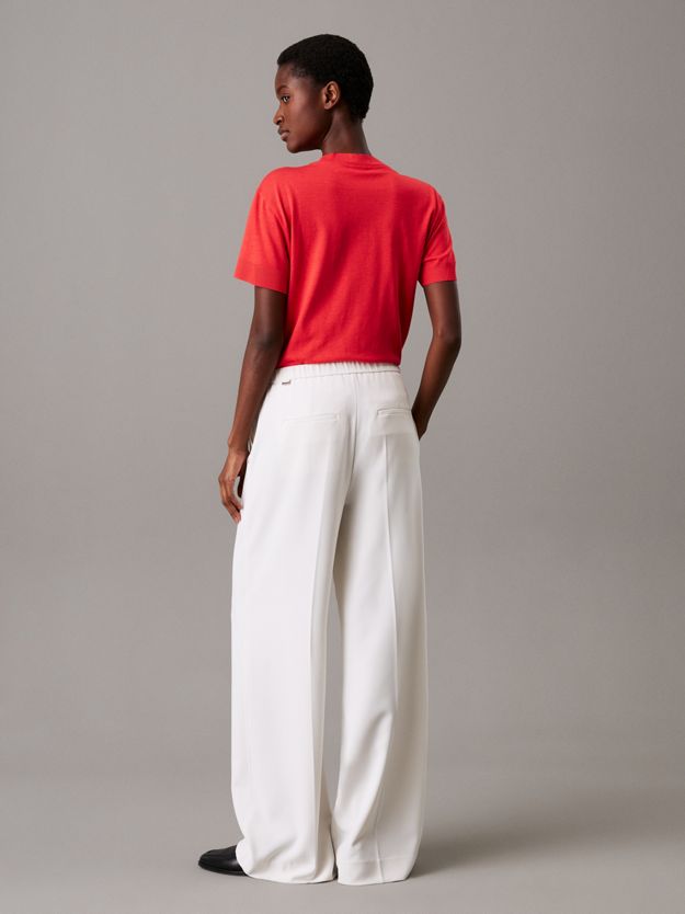 Wide Leg Twill Trousers