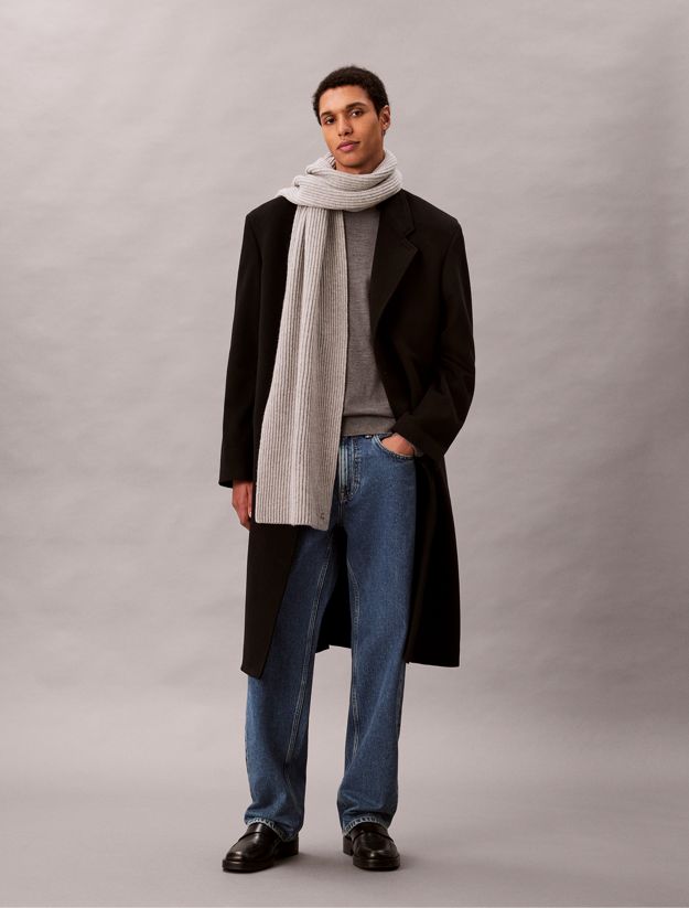 Wool Blend Signature Logo Scarf