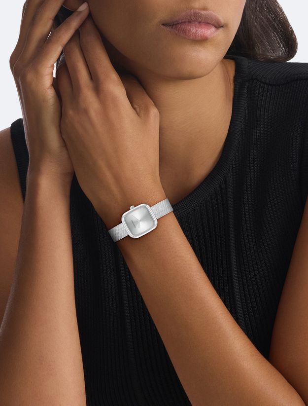 Sculpted Square Mesh Bracelet Watch