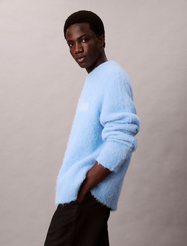 Brushed Alpaca Wool Blend Monogram Logo Sweater