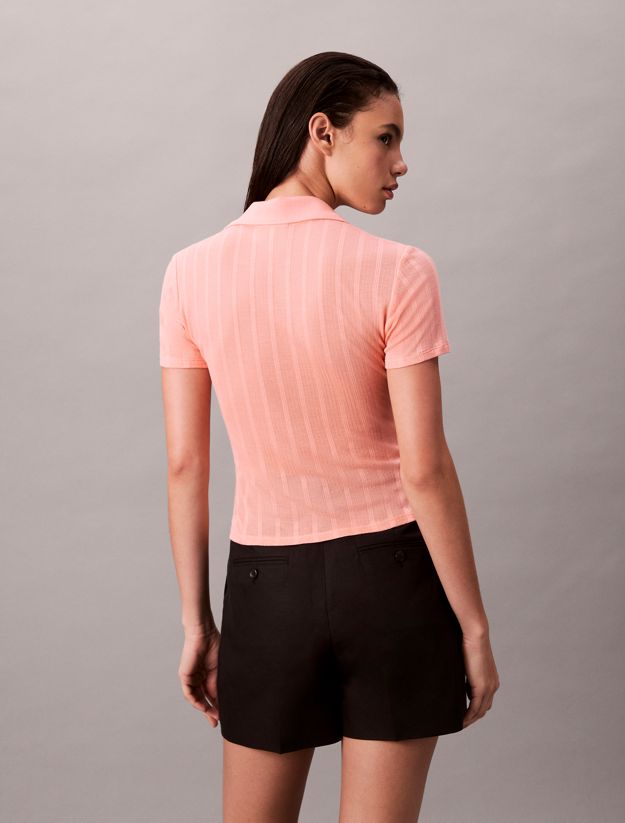 Pointelle Knit Polo Shirt