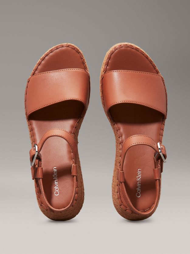 Leather Espadrille Platform Sandals