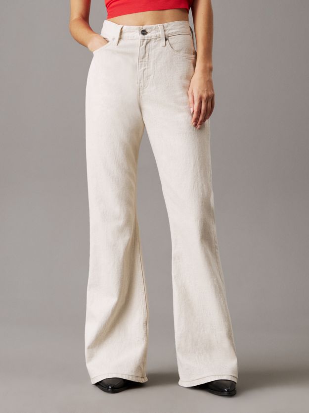 Relaxed Flared Linen Blend Jeans