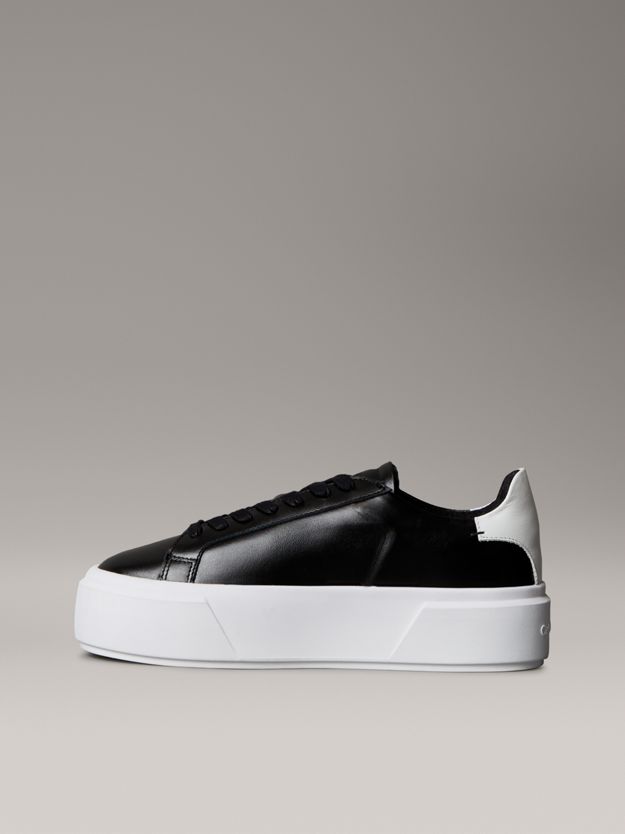 Leather Signature Logo Platform Trainers