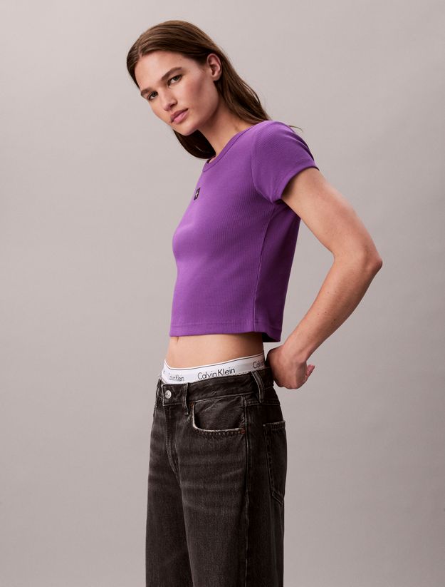 Slim Ribbed Cotton Badge T-shirt