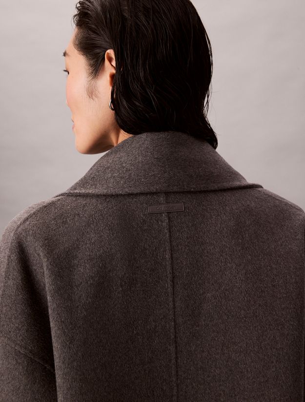 Heathered Wool Scarf Coat