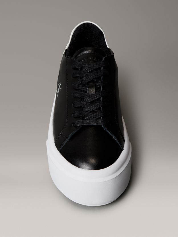 Leather Signature Logo Platform Trainers