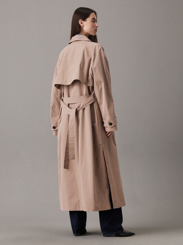 Cotton Nylon Long Trench Coat