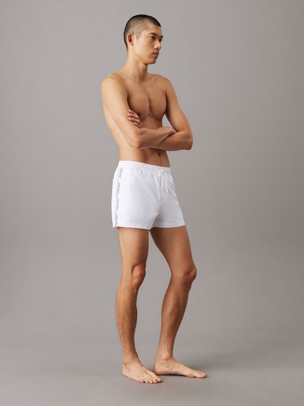Short Drawstring Swim Shorts - Logo Tape