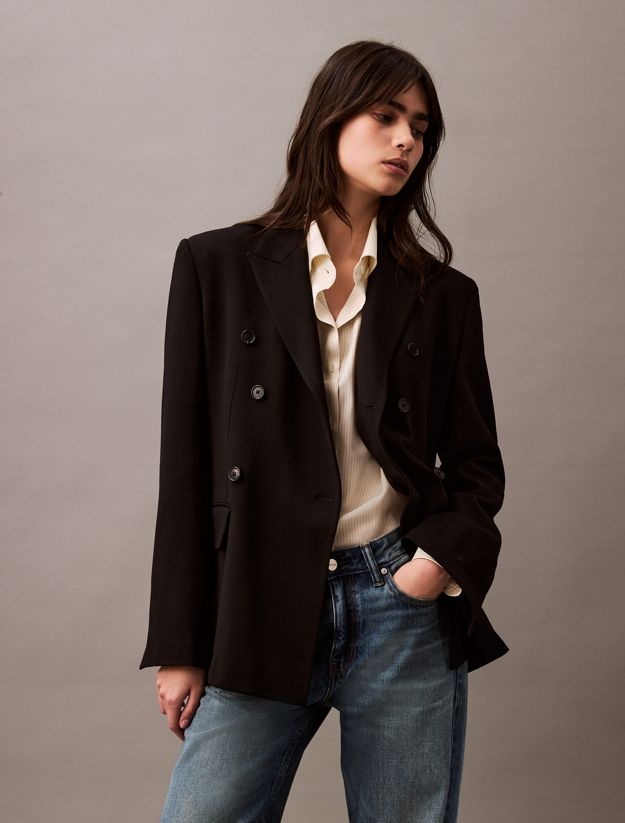 Slim Wool Gabardine Double-Breasted Blazer