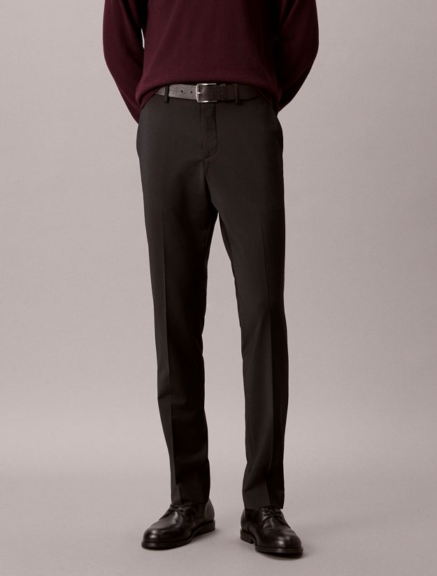 Slim Tropical Wool Trousers